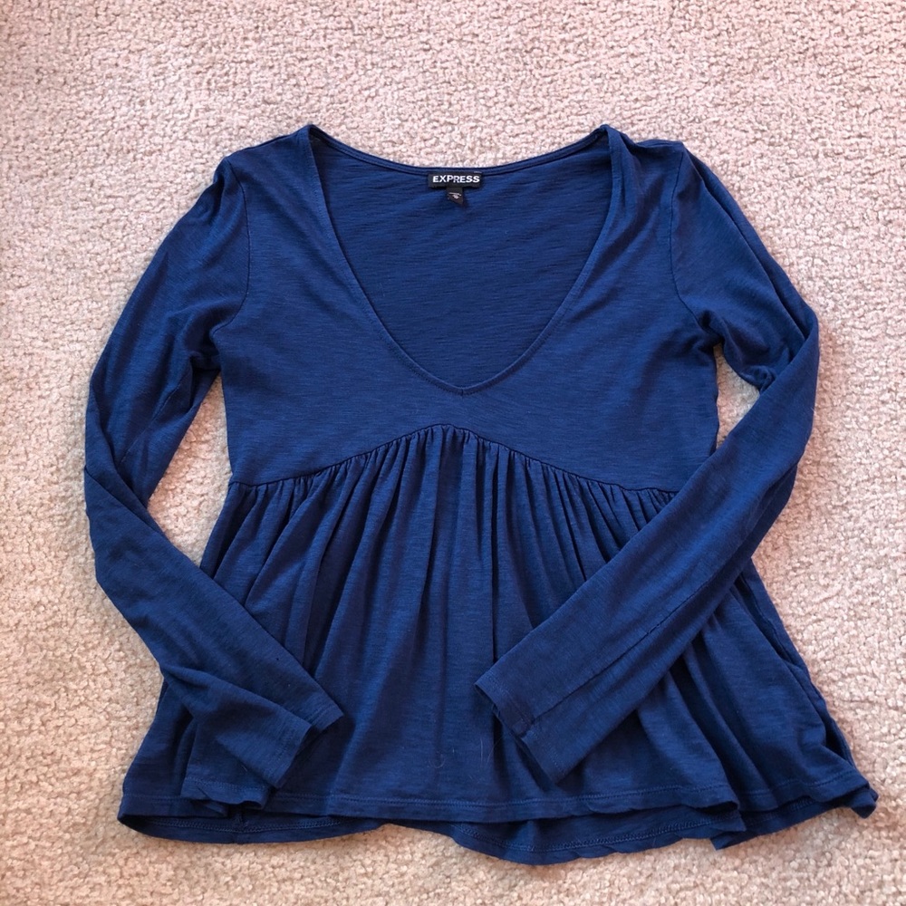 Blue Babydoll Long Sleeve Shirt